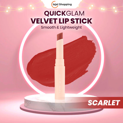 QUICKGLAM Velvet Lip Stick - Lipstick Kiss Beauty Velvet Smooth Lips, Lightweight & Tahan Lama Transferproof