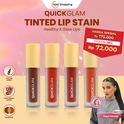 QUICKGLAM Tinted Lip Stain & Lipstick Transferproof Super Ringan Tahan 12 Jam