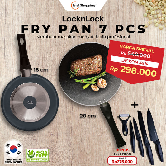 LOCKNLOCK Frying Pan 7 Pcs Anti Lengket Solusi Tepat Untuk Setiap Jenis Masakan, Memasak Lebih Cepat dan Bersih