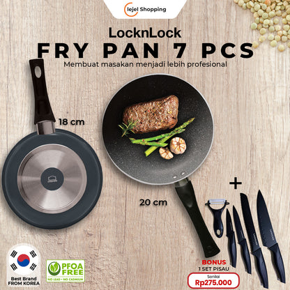 LOCKNLOCK Frying Pan 7 Pcs Anti Lengket Solusi Tepat Untuk Setiap Jenis Masakan, Memasak Lebih Cepat dan Bersih