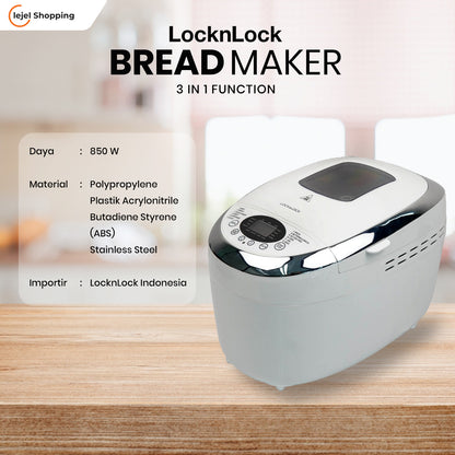 LOCKNLOCK Bread Maker EJB121 1250Gr - White (Mesin Pembuat Roti Multifungsi)