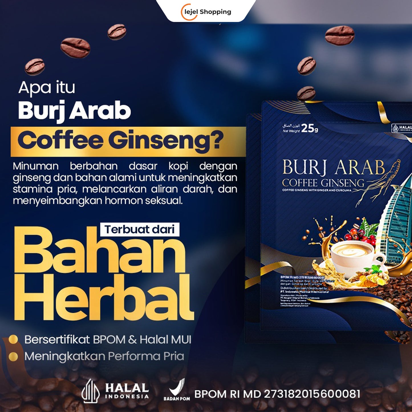 BURJ ARAB 100% Original - Kopi dengan Sentuhan Ginseng Stamina & Vitalitas