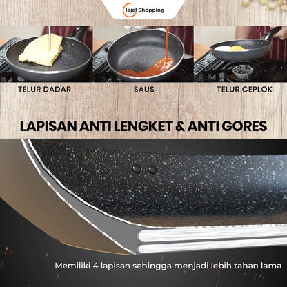 LOCKNLOCK Frying Pan 7 Pcs Anti Lengket Solusi Tepat Untuk Setiap Jenis Masakan, Memasak Lebih Cepat dan Bersih