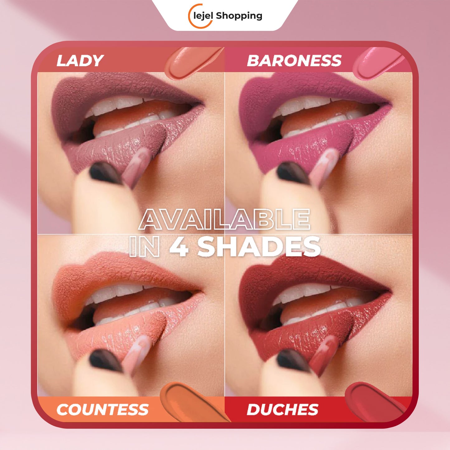 QUICKGLAM Matte Lip Cream - Tahan Lama, Transferproof, Tidak Lengket & Tidak Kering