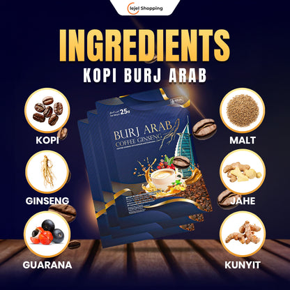 BURJ ARAB 100% Original - Kopi dengan Sentuhan Ginseng Stamina & Vitalitas