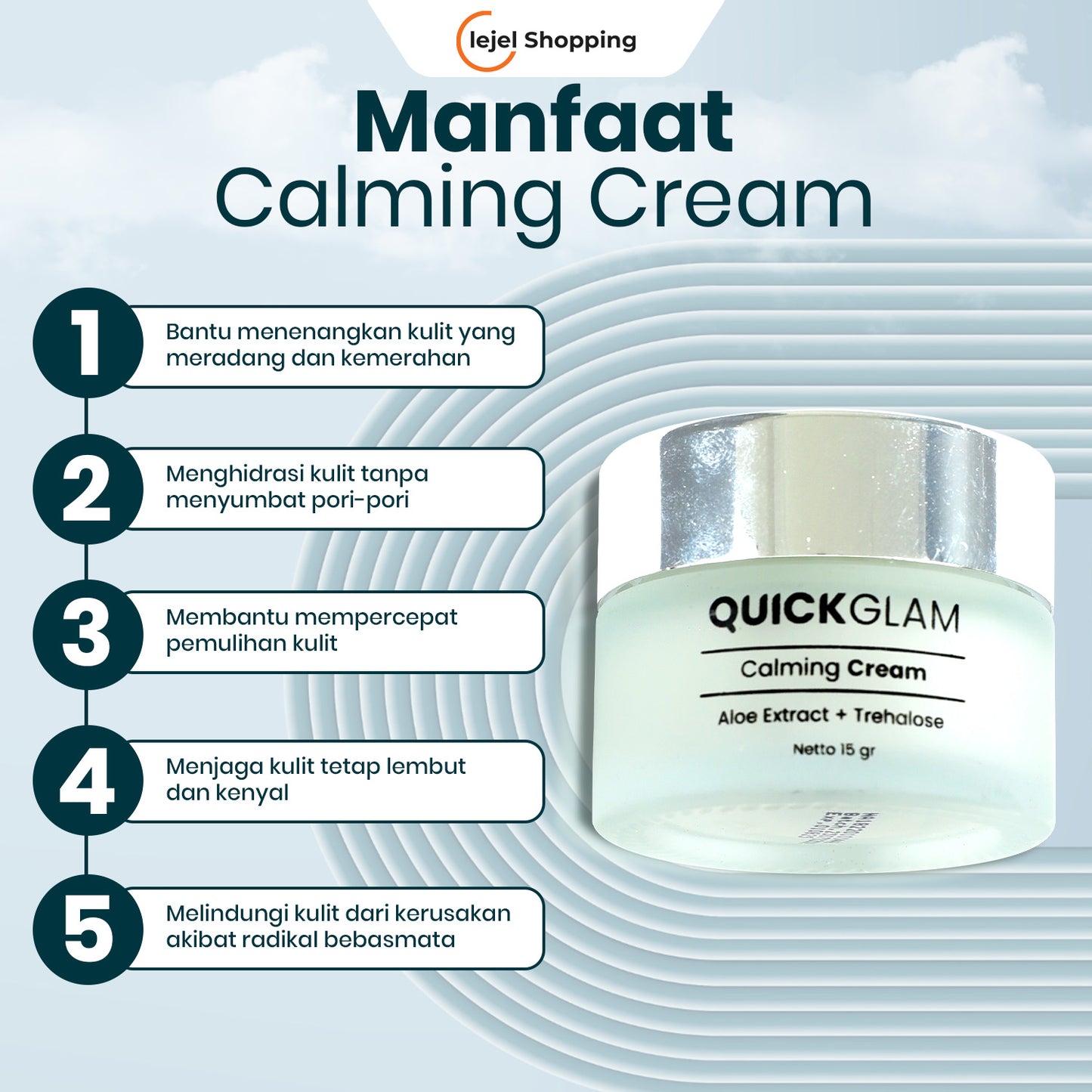 QUICKGLAM Calming Cream 15 gr - Membantu kulit mempertahankan kelembaban & menjaga kulit tetap terhidrasi