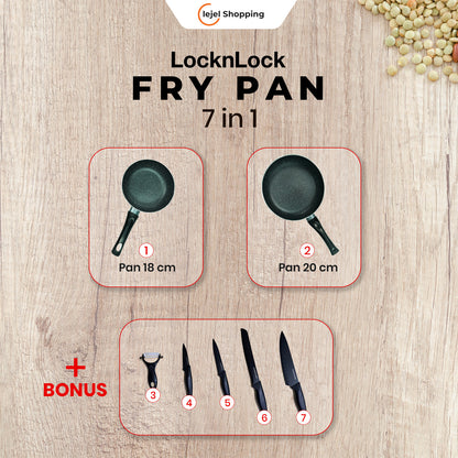 LOCKNLOCK Frying Pan 7 Pcs Anti Lengket Solusi Tepat Untuk Setiap Jenis Masakan, Memasak Lebih Cepat dan Bersih