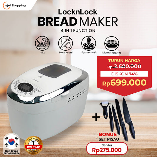 LOCKNLOCK Bread Maker EJB121 1250Gr - White (Mesin Pembuat Roti Multifungsi)