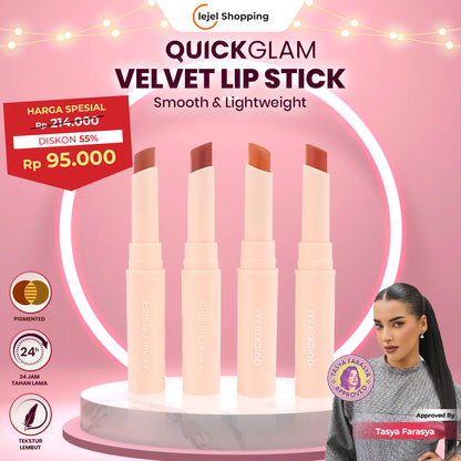 QUICKGLAM Velvet Lip Stick - Lipstick Kiss Beauty Velvet Smooth Lips, Lightweight & Tahan Lama Transferproof