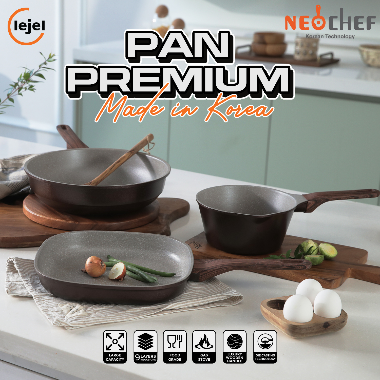 NEOCHEF FOREST FRYING PAN SET
