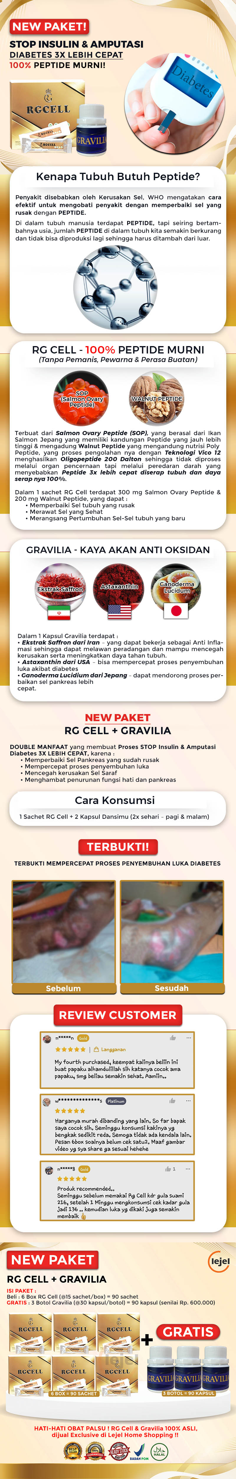 RG Cell 100 Peptide Suplemen Kesehatan Anti Diabetes Paket 2